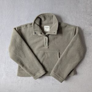Abercrombie & Fitch Sherpa Fleece Sweater Pullover Women's Small Green  Cropped